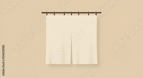 Cream-Colored Japanese Noren Curtain Mockup Minimalist Design Element