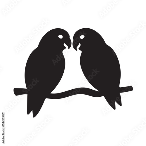 vector birds on branch - love and romance concept