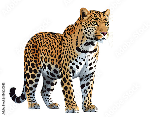 Golden Leopard on Transparent, Wildlife Design Element