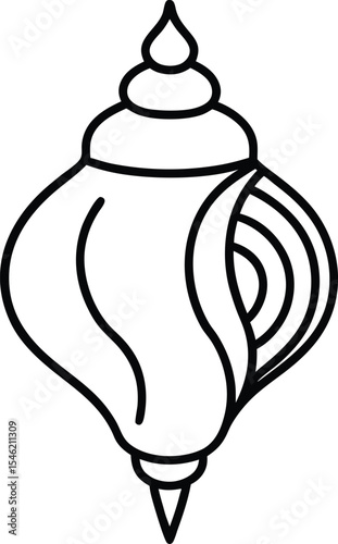 Minimalist Shankh vector with elegant spiral outline