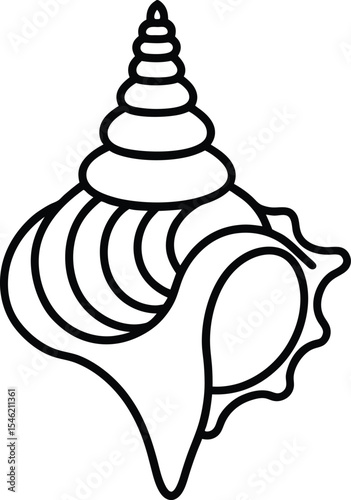 Minimalist Shankh vector with elegant spiral outline