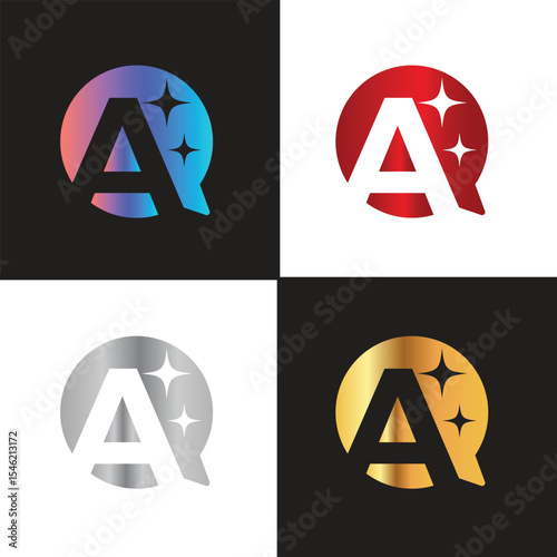 Letter A logo, A logo, AI logo set, modern and minimal design, tech-inspired, colorful icons and symbols, suitable for artificial intelligence, innovation, branding, startups, and digital identity.