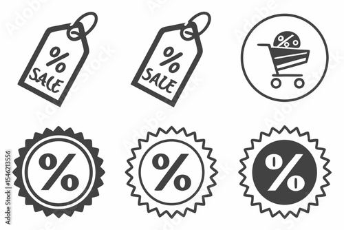 Price tags and discount badges for sales and promotions