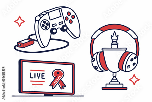 Gaming controller headset and trophy for live stream