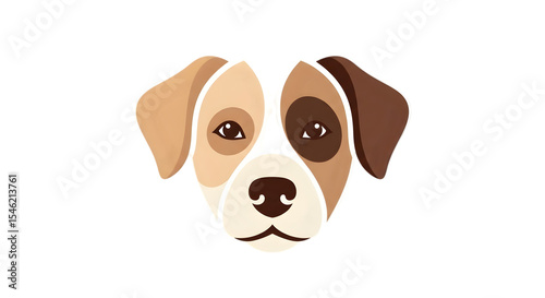 Cute Puppy Face Graphic with Geometric Design on Transparent Background