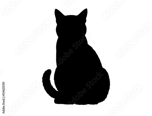  Silhouette image of cat white background.