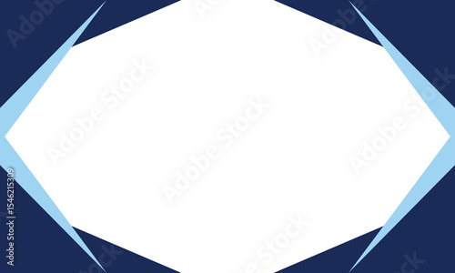 Geometric abstract frame with dark and light blue angular shapes creating a bold hexagonal center space. Ideal for modern presentations, business templates, flyers, or creative layouts.