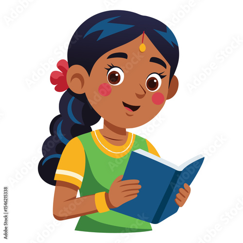 Indian girl thoughtfully reviewing a study planner, organizing her academic tasks.