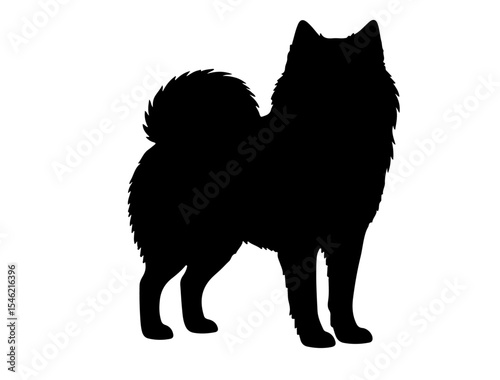 Bankhar Dog in silhouette on white background.