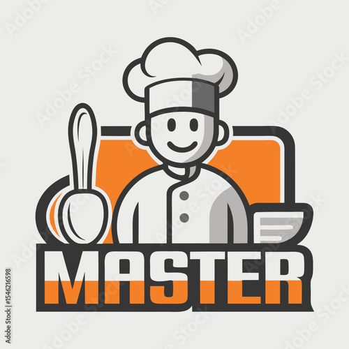 Smiling master chef cartoon logo design