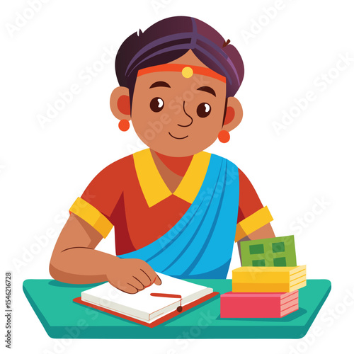 Indian student carefully preparing flashcards, a study aid for effective learning.