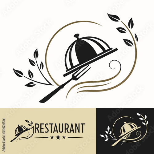 Elegant restaurant logo design with food platter