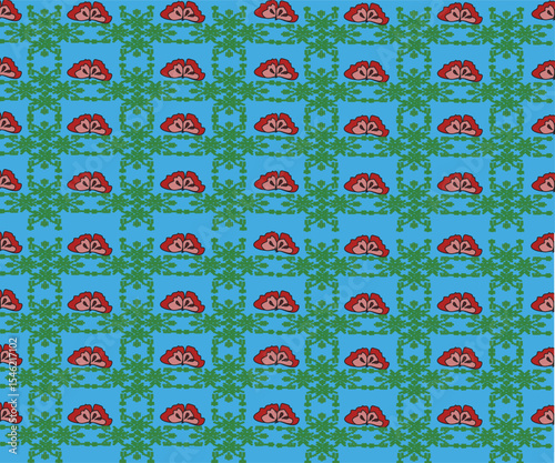 Flora seamless pattern, bed of red pitunia