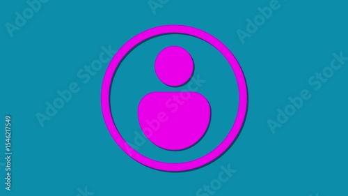 Abstract person icon minimalist design turquoise background