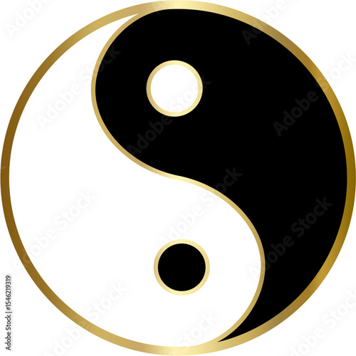 background ilustration yin and yang gold