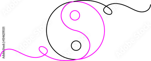 background ilustration line art yin and yang 