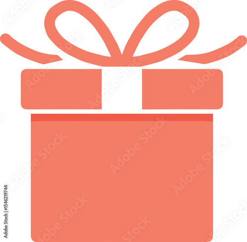 Gift box icon, red present vector, holiday surprise package, festive celebration symbol, birthday wrapped gift, flat design element, Christmas decoration clipart, graphic illustration