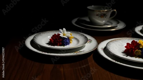 Vintage China Plates with Decorative Flowers