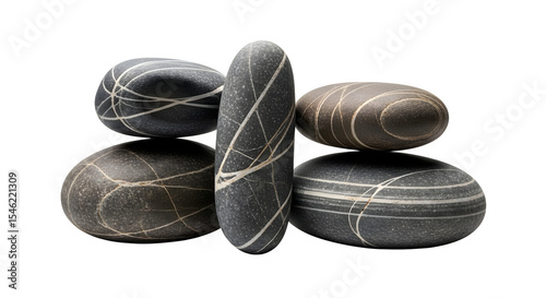 Balanced stones, zen arrangement 3d rendered isolated on transparent background