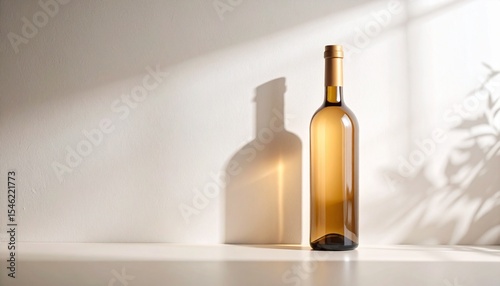 Subtle texture wall with soft focus glass bottle