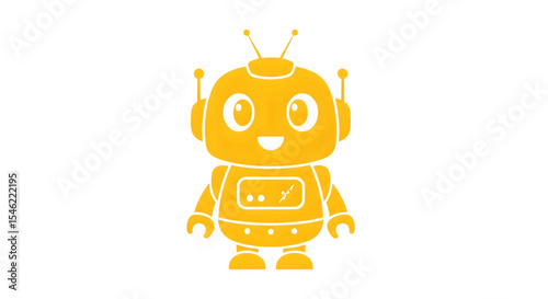 Cute yellow robot character 3d rendered isolated on transparent background