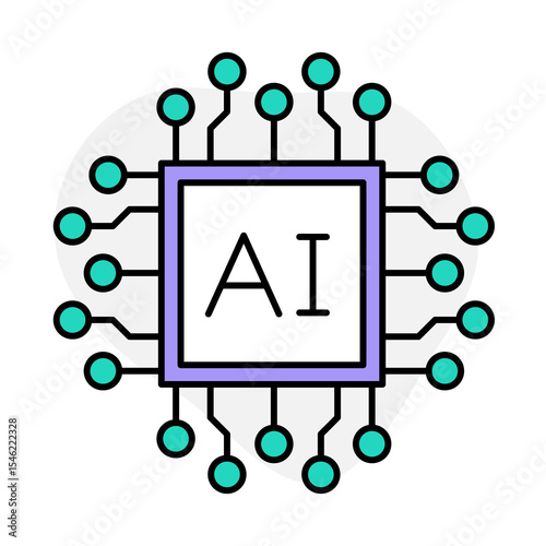 Vector Icon of Artificial Intelligence – Representing Smart Technology, Machine Learning, and Data-Driven Decision Making in Modern Systems