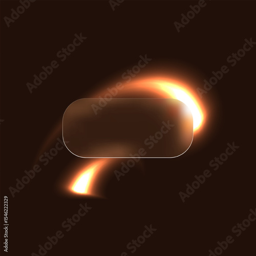 glass effect on the background of two fiery flying lines