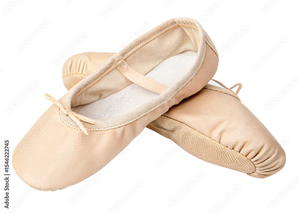 Fototapeta premium beige ballet slippers, isolated PNG