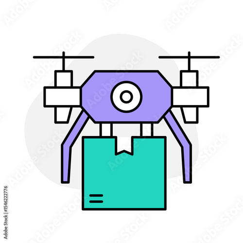 Vector Icon of Autonomous Drone – Representing Self-Piloting Aerial Vehicles for Transportation, Surveillance, and Delivery Applications