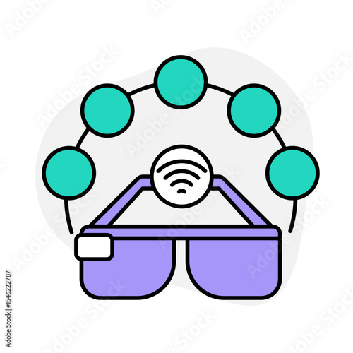 Vector Icon of Smart Glasses – Representing Wearable Technology for Augmented Reality, Enhanced Vision, and Interactive Experiences