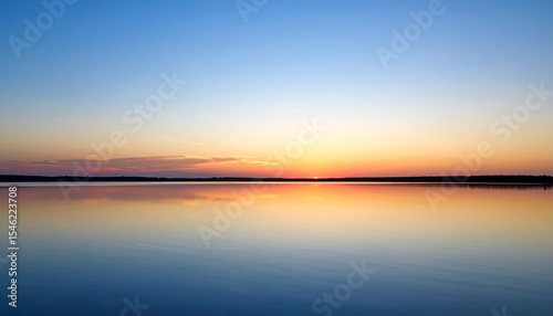 Abstract twilight gradient washes across a clean sky, reflected faintly on a still water surface with no distractions. 