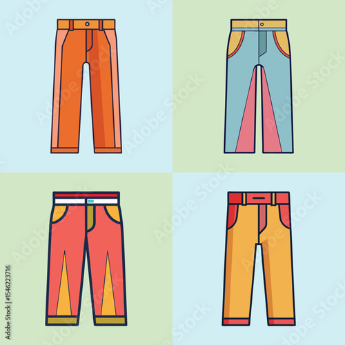 Trousers Flat Style Fashion Apparel Vector Illustration