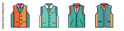 Vest Flat Style Fashion Apparel Vector Illustration