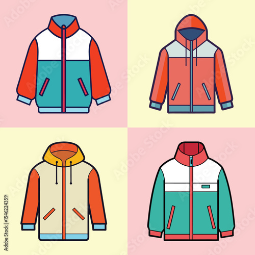 Windbreaker Flat Style Outerwear Vector Illustration