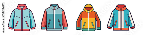 Windbreaker Flat Style Outerwear Vector Illustration