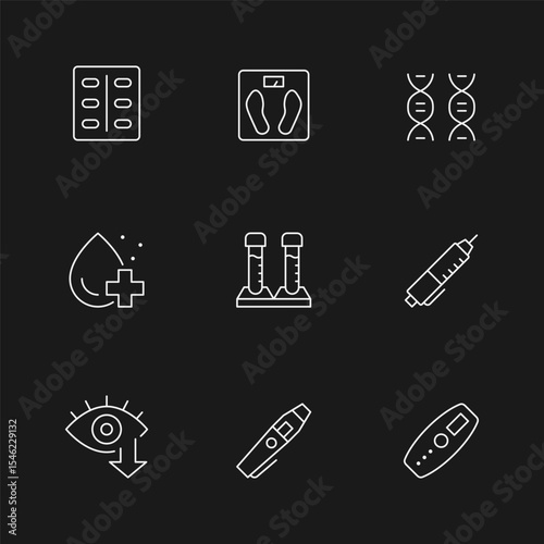 Set line icons of diabetes