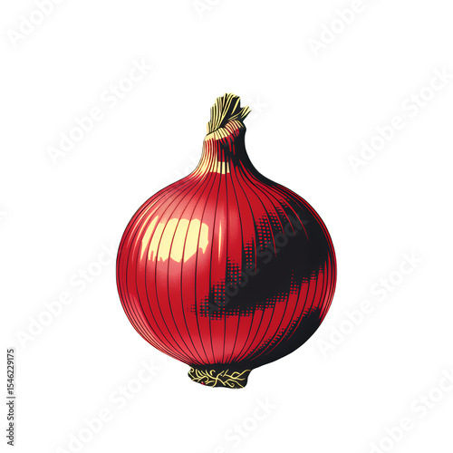 Scarlet Onion Design Element, Clear Background, Retro Graphic