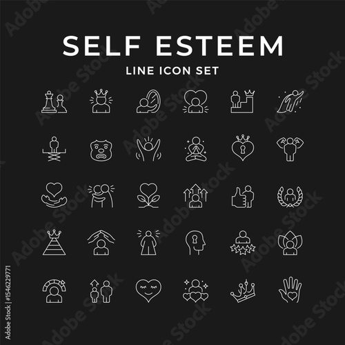 Set line icons of self esteem