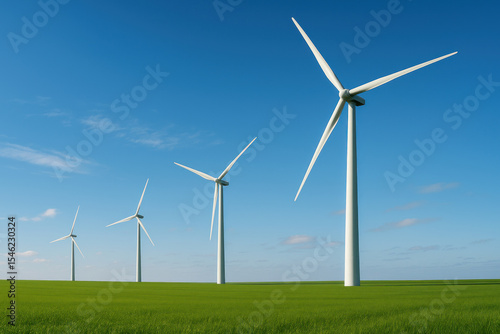 Wind turbines standing tall in a vast field.