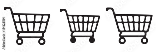 Shopping cart icons set. Internet shop buy symbol. Vector illustration.