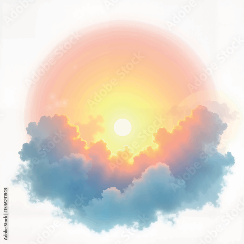 Radiant sun breaking through clouds at dusk, serene beauty