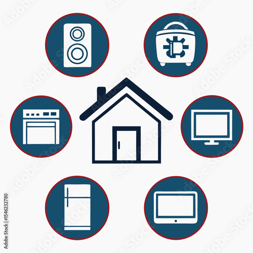 Home Appliances Icons House Smart Technology Symbols