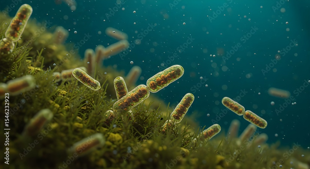 Fototapeta premium Algae, Microalgae, Phytoplankton, Microscopic Algae in Aquatic Environment