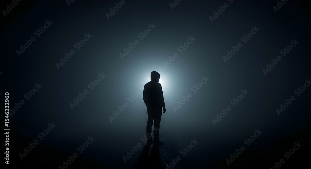 Fototapeta premium Silhouette, Fog, Mist, Mysterious Silhouette in Fog