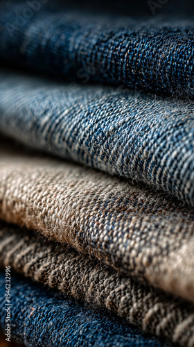 Washed Denim and Neutral Fabric Swatches