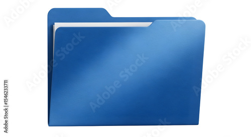 Blue folder icon 3d rendered isolated on transparent background
