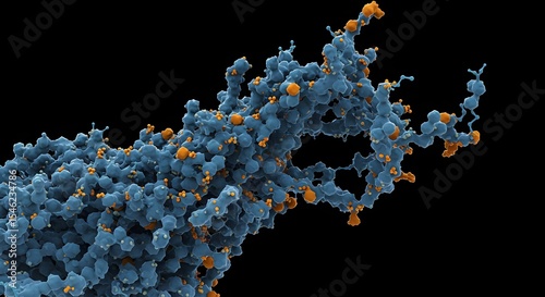 Protein, Molecule, Molecular structure, Abstract Molecular Structure 3D Render of Protein with Ligands