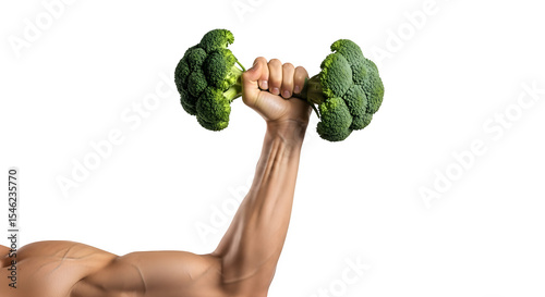 Broccoli dumbbell exercise isolated on transparent background