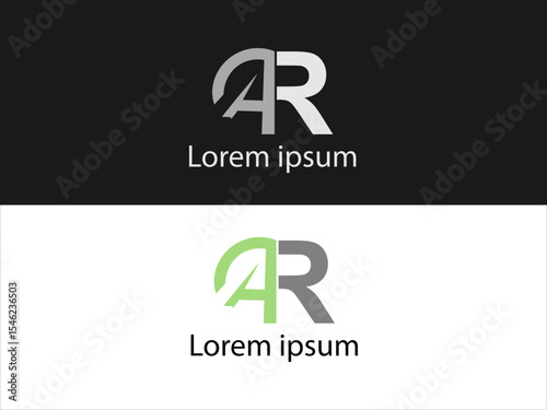 V E C T O R logo design A R letters gray light green monogram initials alphabet symbol branding identity template