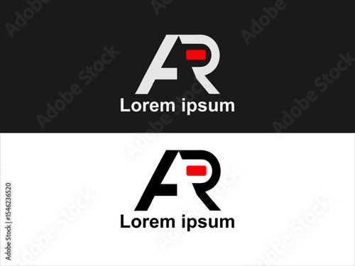 Abstract A R Logo Design White Black Red Vector Graphic Two Variations AR logo abstract logo